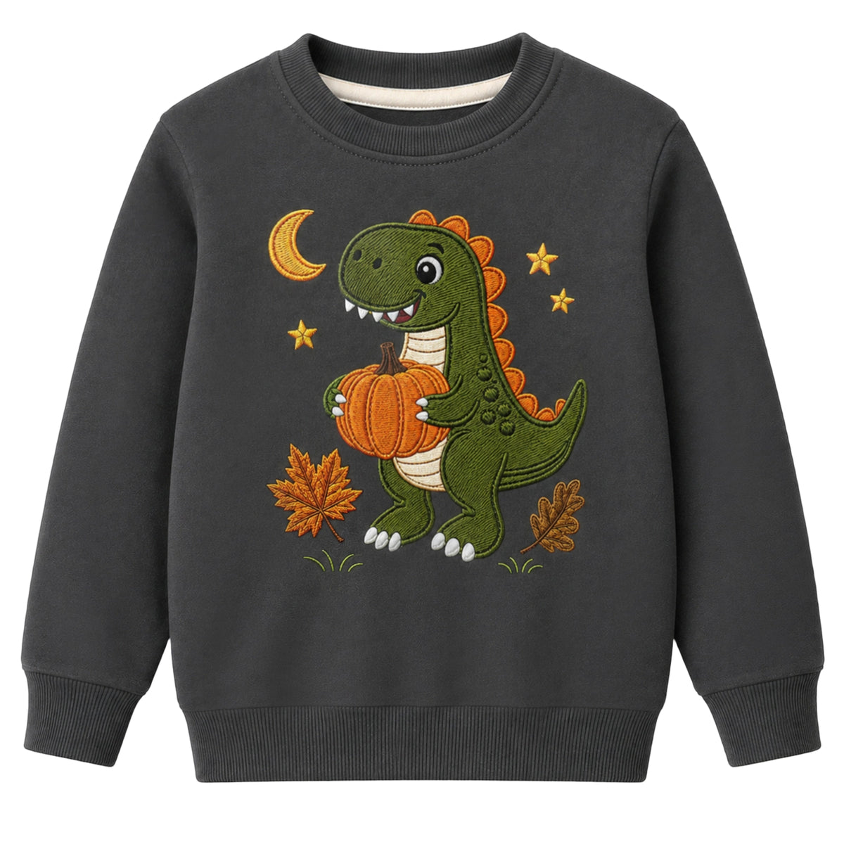 HILEELANG Toddler Boys Dinosaur Pumpkin Graphic Sweatshirt, Long Sleeve Crewneck Pullover Top, Sizes 2-7 Years
