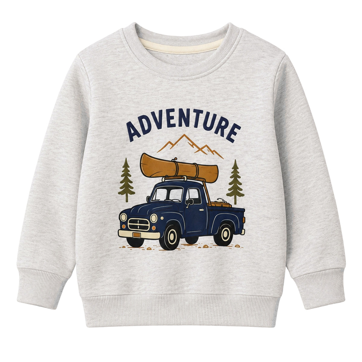 HILEELANG Toddler Boys Adventure Truck Graphic Sweatshirt, Long Sleeve Crewneck Pullover Top, Sizes 2-7 Years