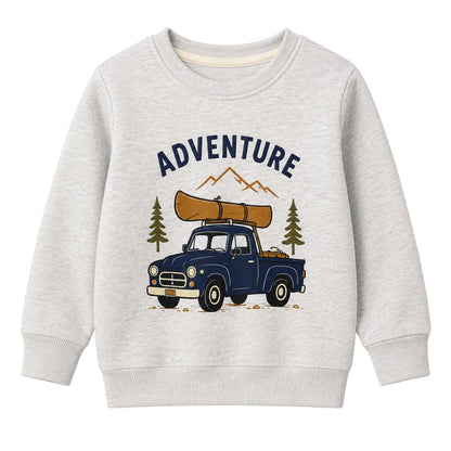 HILEELANG Toddler Boys Adventure Truck Graphic Sweatshirt, Long Sleeve Crewneck Pullover Top, Sizes 2-7 Years