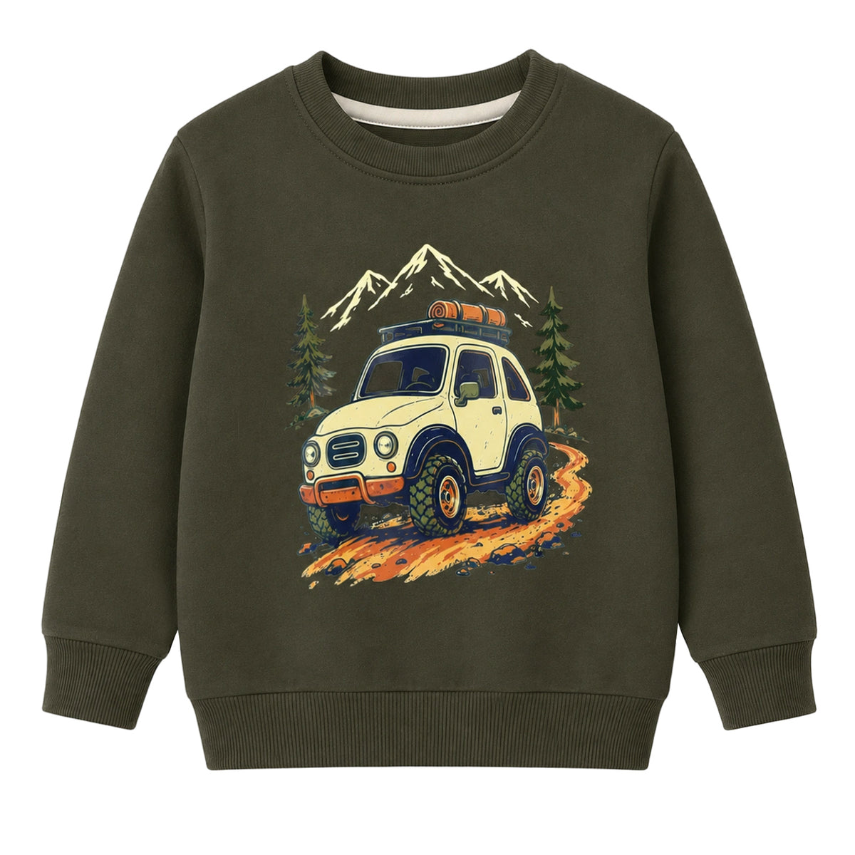HILEELANG Toddler Boys Off-Road Adventure Graphic Sweatshirt, Long Sleeve Crewneck Pullover Top, Sizes 2-7 Years