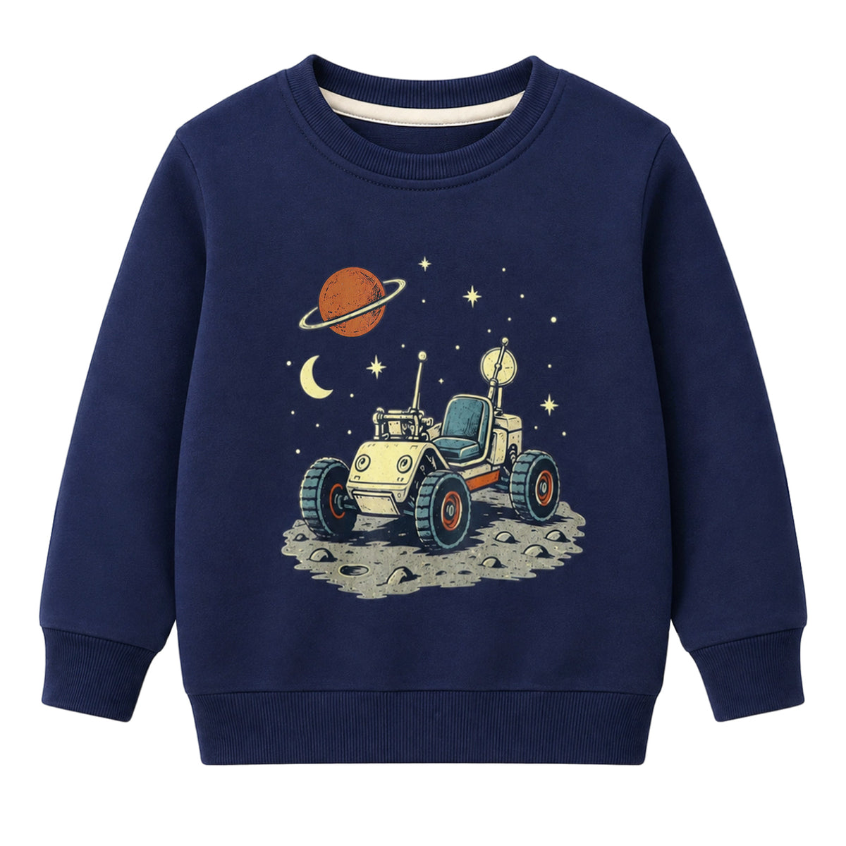 HILEELANG Toddler Boys Space Rover Graphic Sweatshirt, Long Sleeve Crewneck Pullover Top, Sizes 2-7 Years