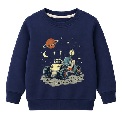 HILEELANG Toddler Boys Space Rover Graphic Sweatshirt, Long Sleeve Crewneck Pullover Top, Sizes 2-7 Years