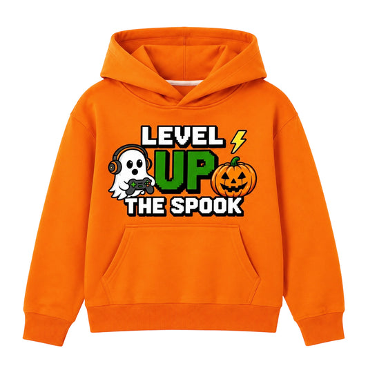 HILEELANG Kids Halloween Gaming Ghost Pumpkin Hoodie, Big Kids