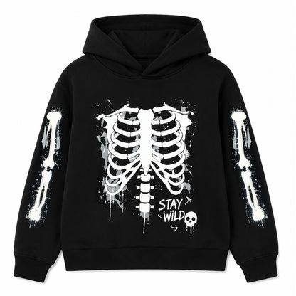 HILEELANG Kids Neon Skeleton Double Print Hoodie, Boys Girls