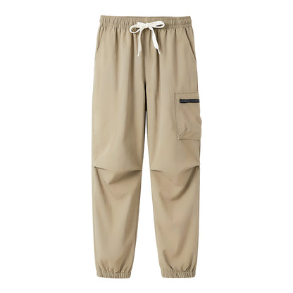 HILEELANG Kids Quick-Dry Jogger Pants Lightweight 4-Way Stretch Outdoor Pants for Boys & Girls khaki – Zipper Pocket Style