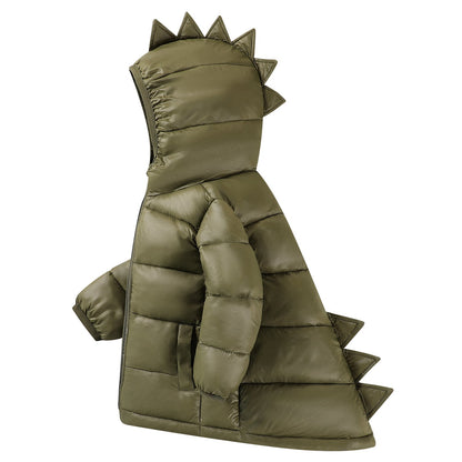 HILEELANG Toddler Boy Girl (12M-7Y) Winter Puffer Jackets Coats Amy Green Dinosaur Hooded Light Weight Padded Outerwear