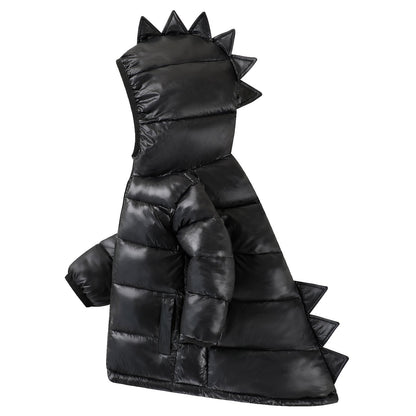 HILEELANG Toddler Boy Girl   (12M-7Y) Winter Puffer Jackets Coats Black Dinosaur Hooded Light Weight Padded Outerwear