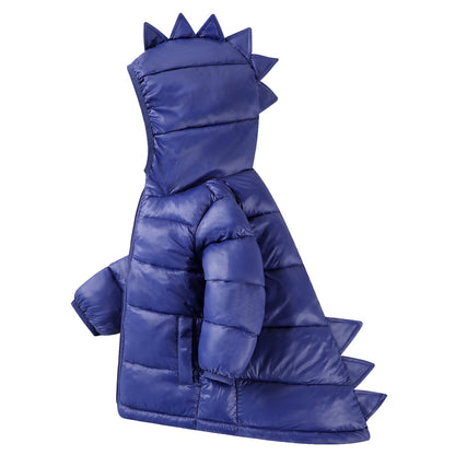 HILEELANG Toddler Boy Girl  (12M-7Y) Winter Puffer Jackets Coats Navy Blue Dinosaur Hooded Light Weight Padded Outerwear