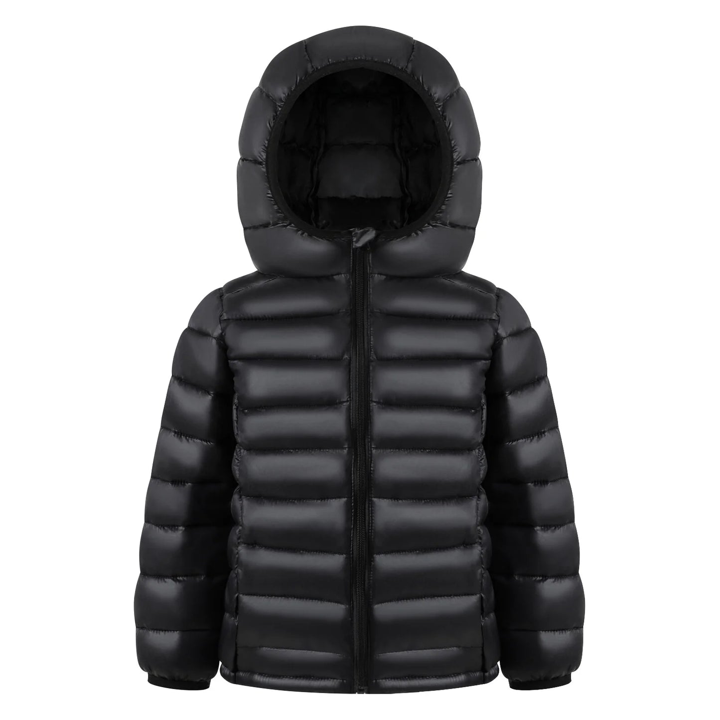 HILEELANG Kids Winter Hooded Puffer Jacket Lightweight Padded Outerwear, Black