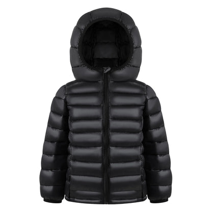 HILEELANG Kids Winter Hooded Puffer Jacket Lightweight Padded Outerwear, Black