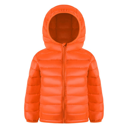 HILEELANG Toddle Boy（3-10Y) Winter Hooded Puffer Jackets Coats Light Weight Outerwear Orange