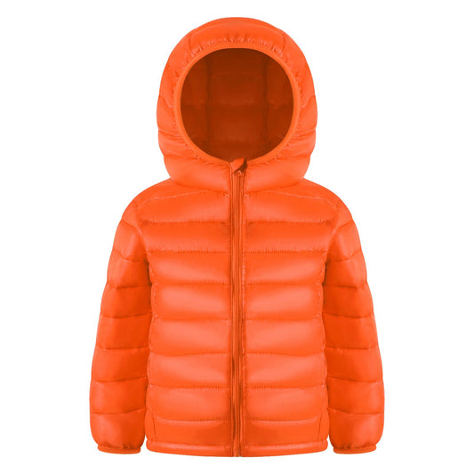 HILEELANG Toddle Boy（3-10Y) Winter Hooded Puffer Jackets Coats Light Weight Outerwear Orange