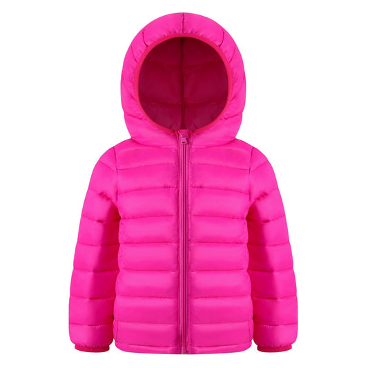 HILEELANG Toddle Girl（3-10Y) Winter Hooded Puffer Jackets Coats Light Weight Outerwear Rose Pink 3-4 Years