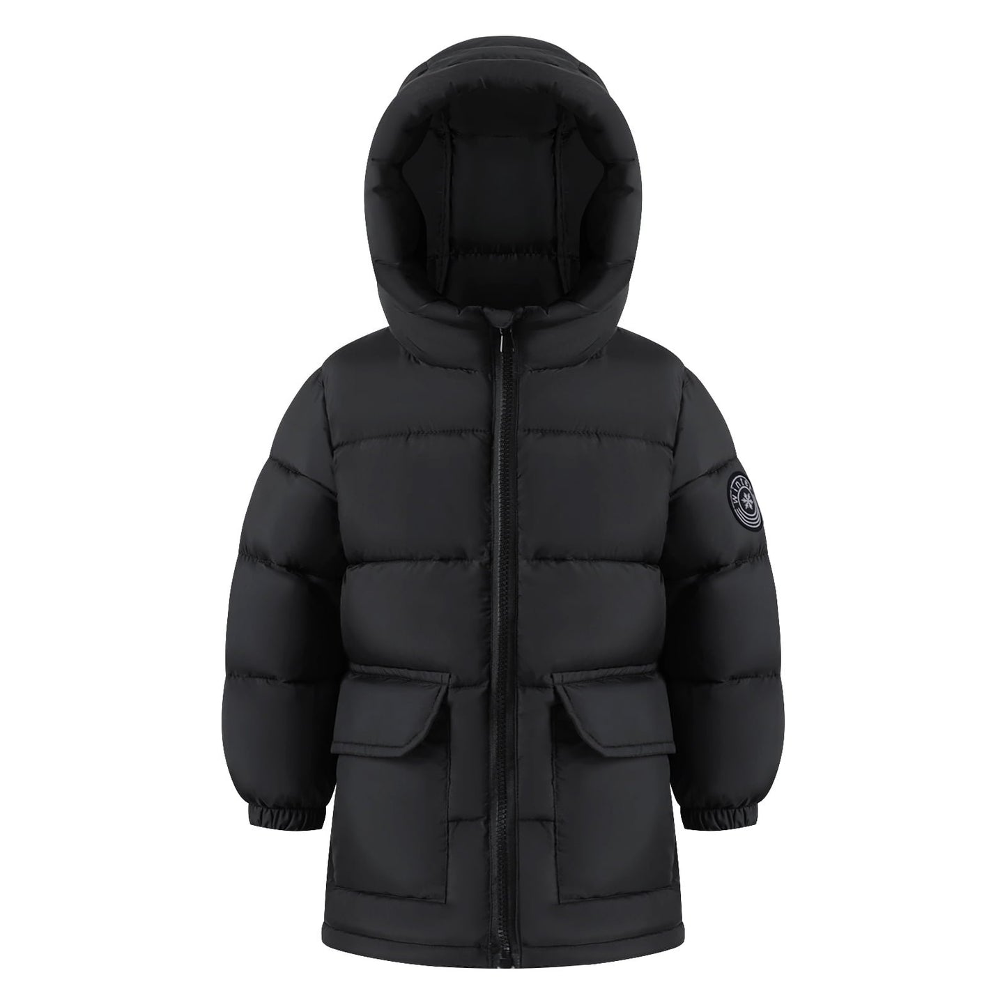 HILEELANG Toddler Boy Girl BlackPuffer Jacket Coat Hood Mid Length Light Weight Warm Padded Winter Outwear Clothes