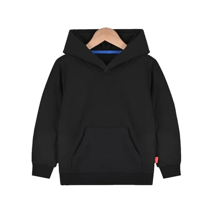 HILEELANG Toddler Boy Girl Hooded Sweatshirt Cotton Casual Basic Pure Color Black Tops Pullover Long Sleeve Shirts