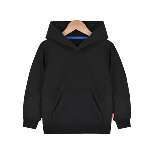 HILEELANG Toddler Boy Girl Hooded Sweatshirt Cotton Casual Basic Pure Color Black Tops Pullover Long Sleeve Shirts