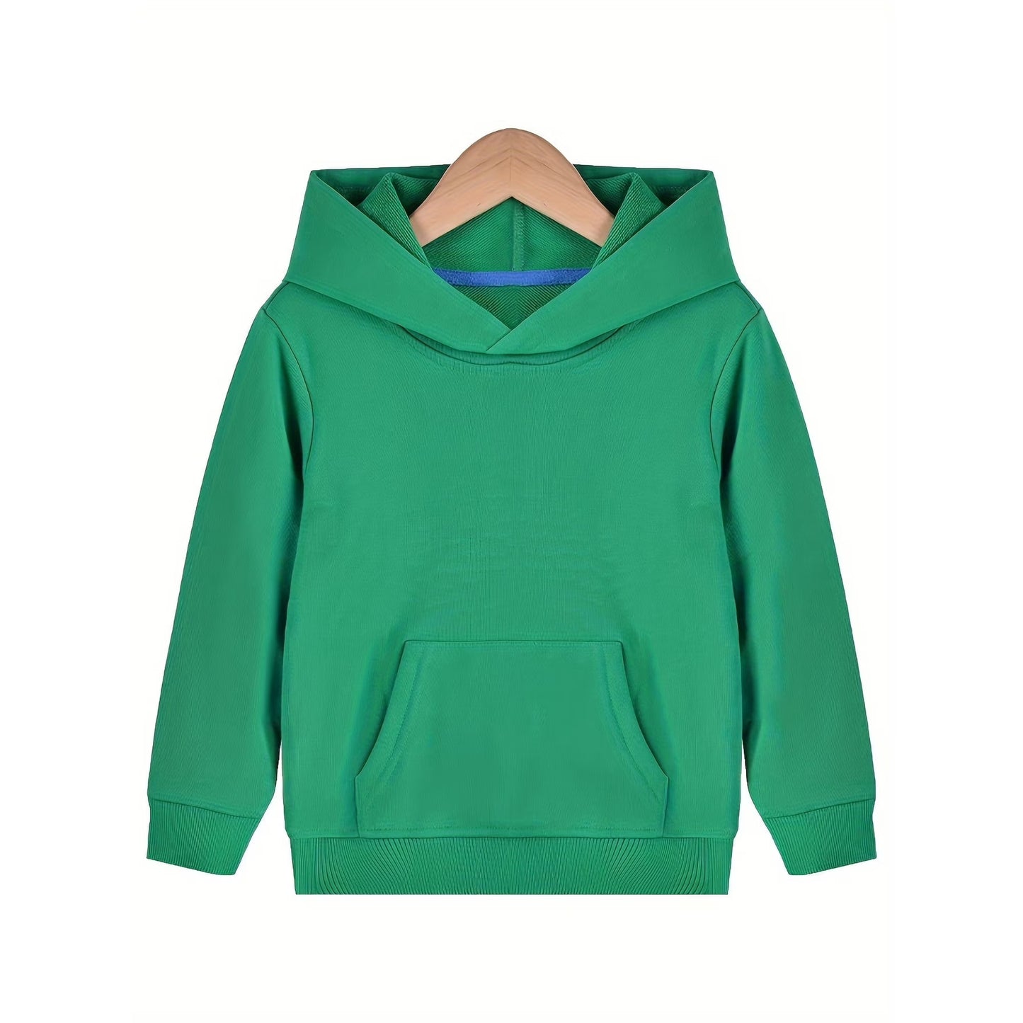 HILEELANG 4-12 Toddler/Little/Big Boys Girls Green Solid Color Hoodie Pullover