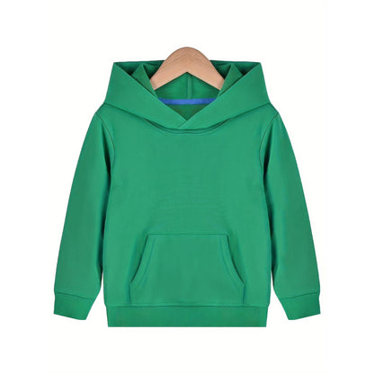 HILEELANG 4-12 Toddler/Little/Big Boys Girls Green Solid Color Hoodie Pullover
