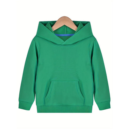 HILEELANG 4-12 Toddler/Little/Big Boys Girls Green Solid Color Hoodie Pullover