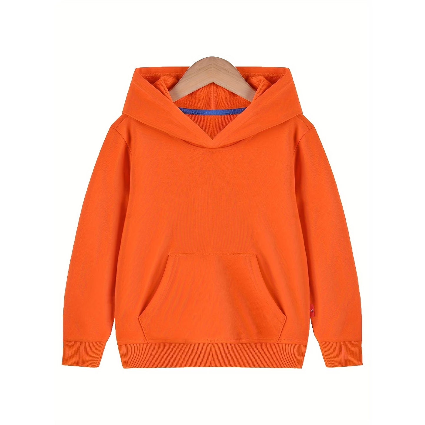 HILEELANG 4-12 Toddler/Little/Big Boys Girls Orange Solid Color Hoodie Pullover