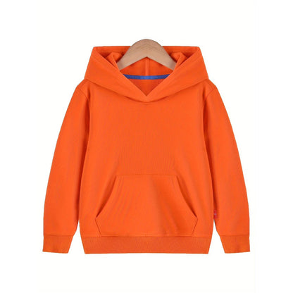 HILEELANG 4-12 Toddler/Little/Big Boys Girls Orange Solid Color Hoodie Pullover