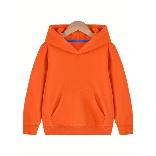 HILEELANG 4-12 Toddler/Little/Big Boys Girls Orange Solid Color Hoodie Pullover