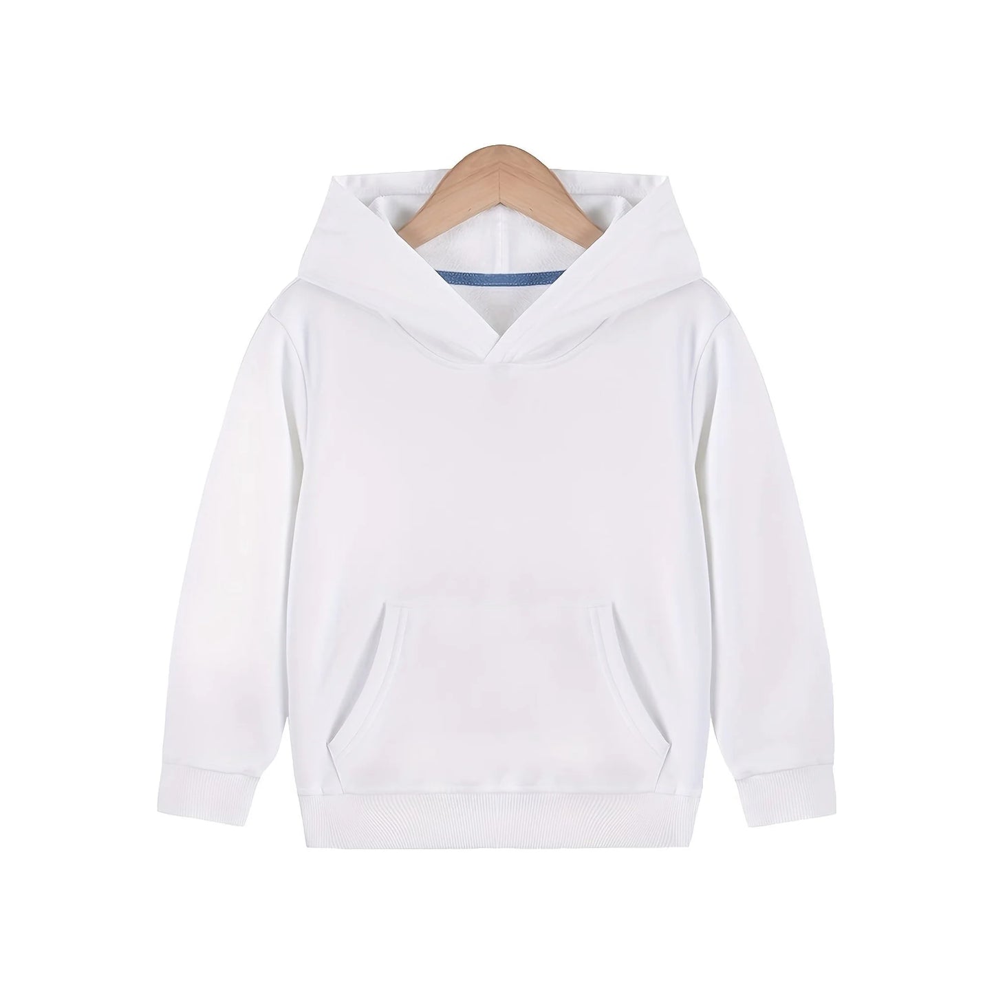 HILEELANG 4-12 Toddler/Little/Big Boys Girls White Solid Color Hoodie Pullover