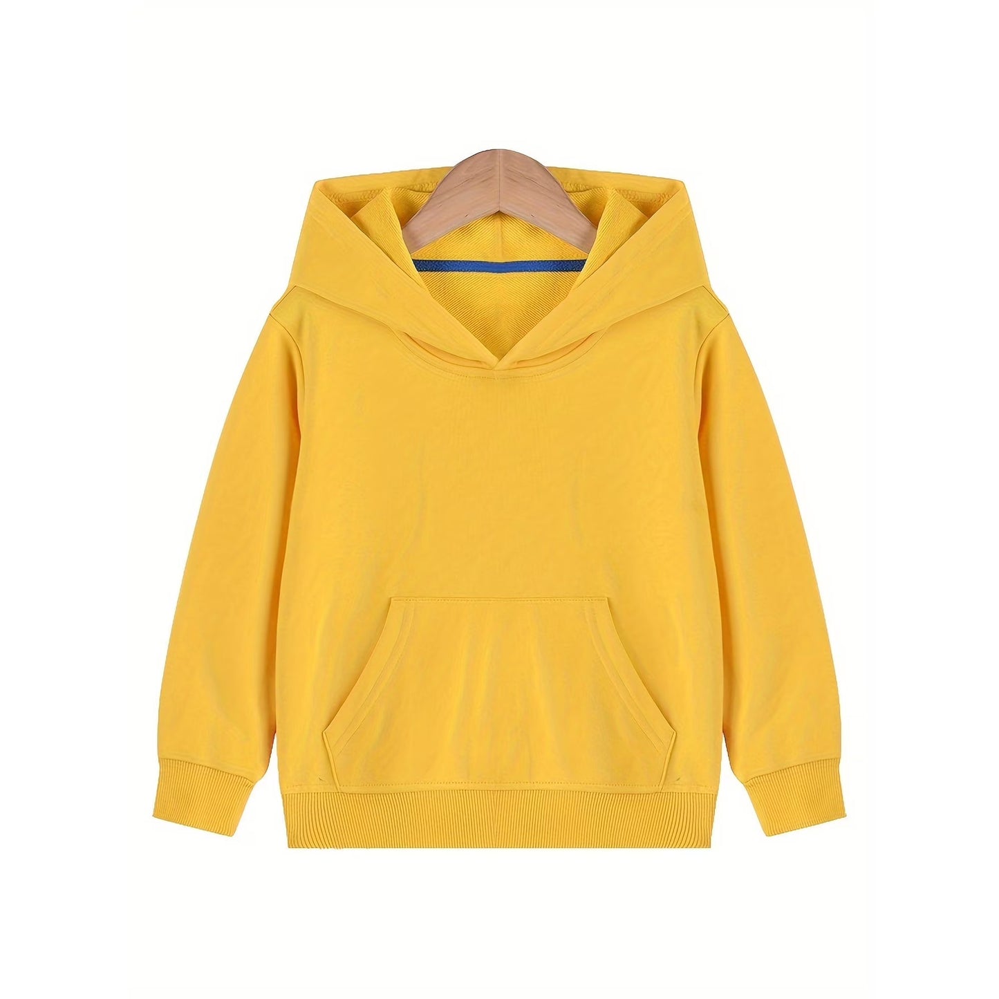 HILEELANG 4-12 Toddler/Little/Big Boys Girls Yellow Solid Color Hoodie Pullover