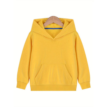 HILEELANG 4-12 Toddler/Little/Big Boys Girls Yellow Solid Color Hoodie Pullover