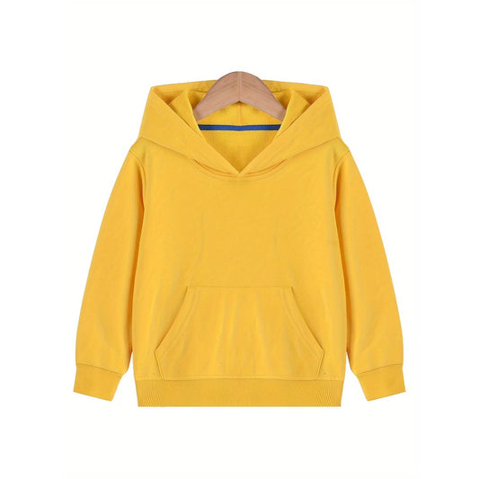 HILEELANG 4-12 Toddler/Little/Big Boys Girls Yellow Solid Color Hoodie Pullover