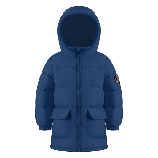 HILEELANG Toddler Boy Girl Winter Puffer Jackets Coats Navy Blue Hooded Light Weight Warm Padded Outerwear