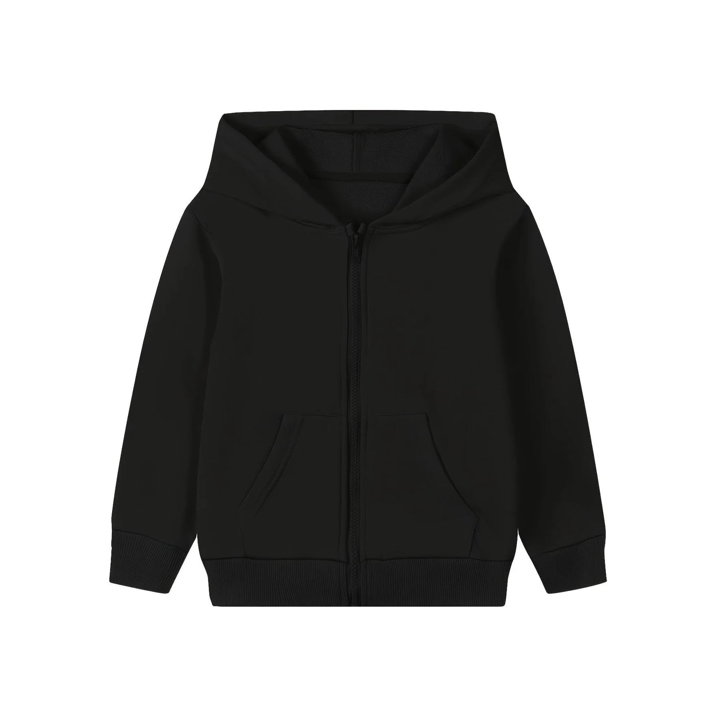 HILEELANG 4-12 Toddler/Little/Big Boys Girls Black Solid Color Zip Up Hoodie