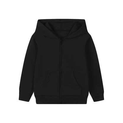 HILEELANG 4-12 Toddler/Little/Big Boys Girls Black Solid Color Zip Up Hoodie