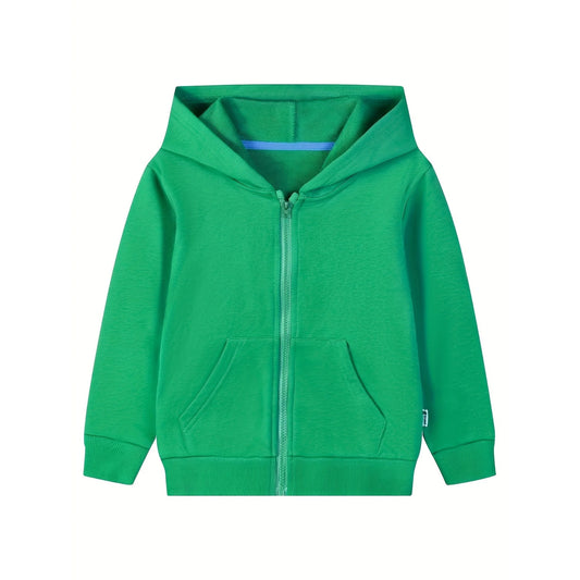 HILEELANG 4-12 Toddler/Little/Big Boys Girls Green Solid Color Zip Up Hoodie