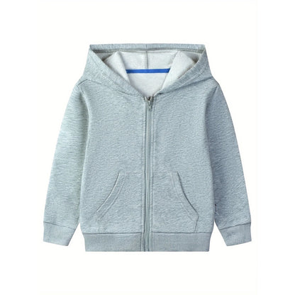 HILEELANG 4-12 Toddler/Little/Big Boys Girls Gray Solid Color Zip Up Hoodie