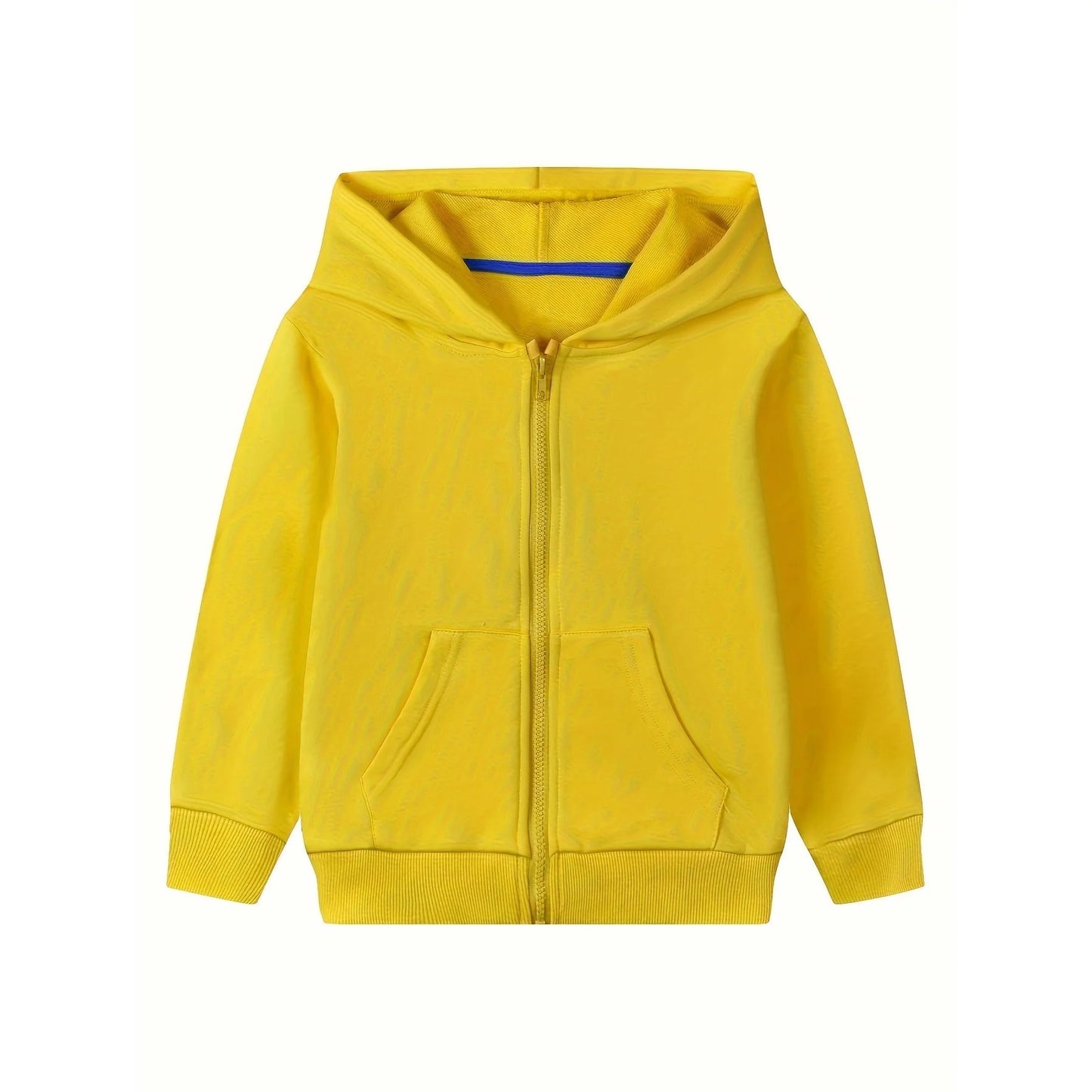 HILEELANG 4-12 Toddler/Little/Big Boys Girls Yellow Solid Color Zip Up Hoodie