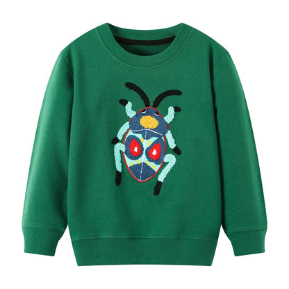 HILEELANG Toddler Boy Green Sweatshirts Halloween Spider Printed Cotton Casual Crew Neck Long Sleeve Tops Shirt