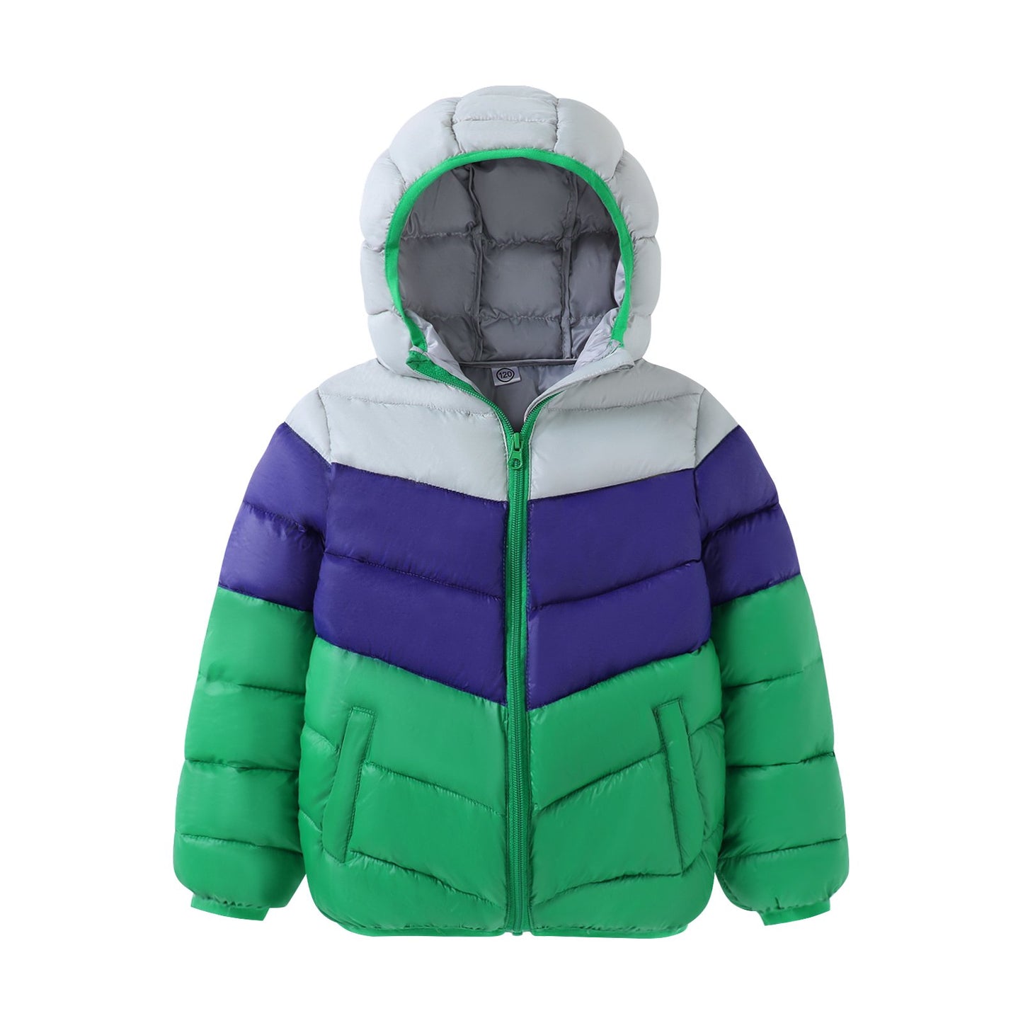HILEELANG Toddler Boy Winter Hodded Puffer Color-Block Jackets Coats Light Weight Outerwear Green