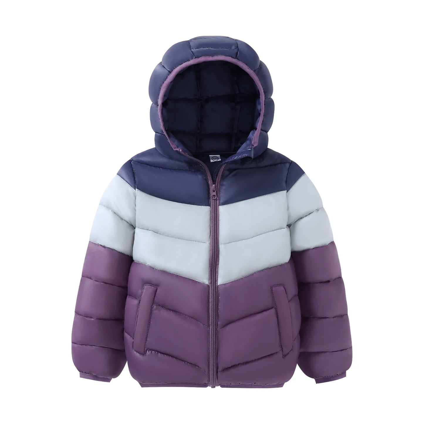HILEELANG Toddler Boy Winter Hodded Puffer Color-Block Jackets Coats Light Weight Outerwear Purple