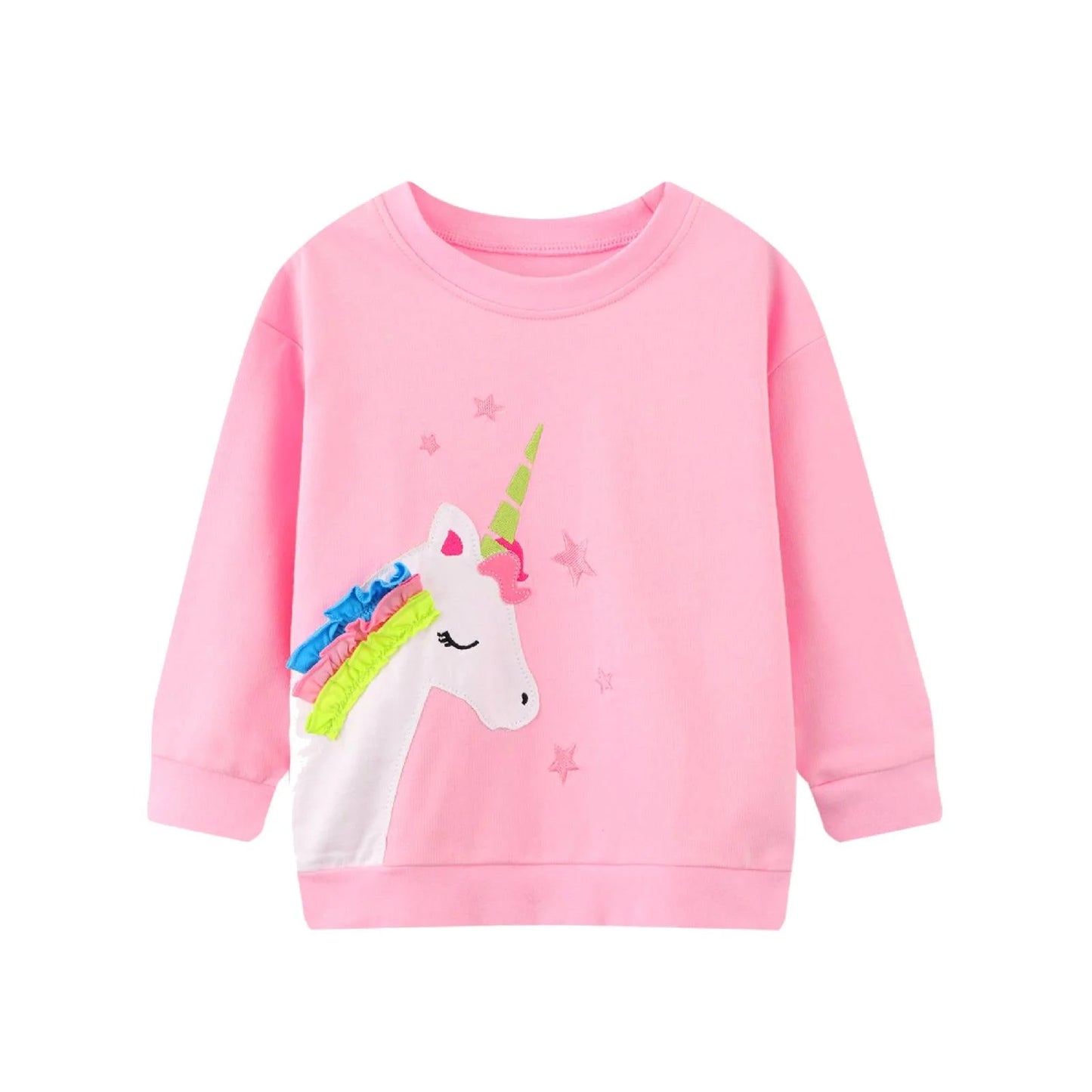 HILEELANG Toddler Girl Sweatshirts Pink Animal Unicorn Cotton Casual Crew Neck Long Sleeve Tops Shirt