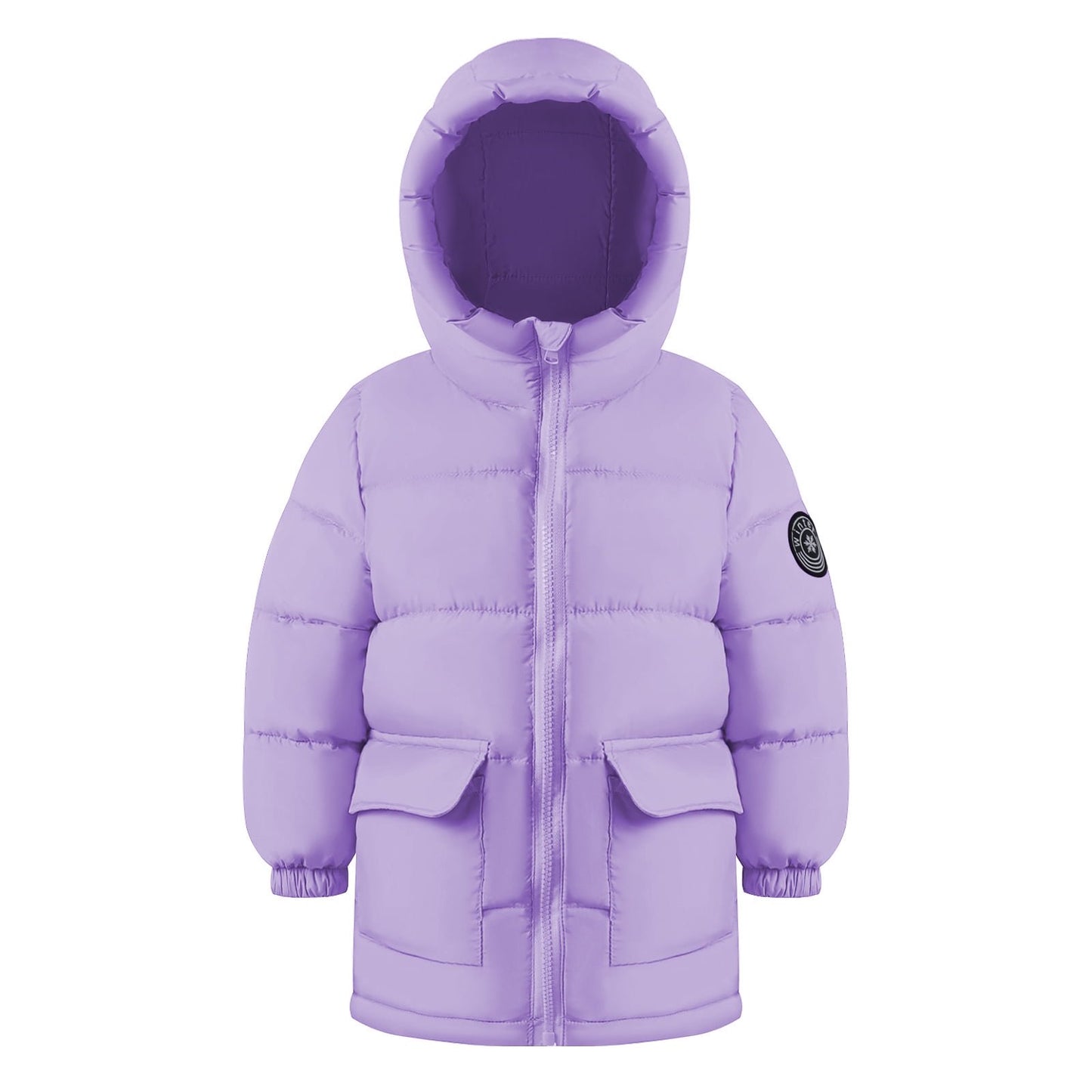 HILEELANG Toddler Girl Winter Puffer Jackets Coats Lavender Purple Hooded Light Weight Warm Padded Outerwear