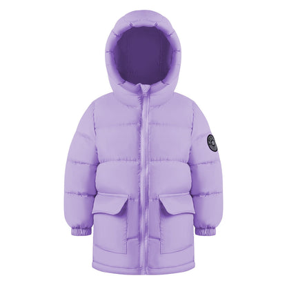 HILEELANG Toddler Girl Winter Puffer Jackets Coats Lavender Purple Hooded Light Weight Warm Padded Outerwear