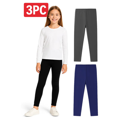 HILEELANG Toddler Kids' Fall & Winter Leggings Ages 1 - 14Y 95% Cotton + 5% Spandex Soft & Skin - Friendly Stretchy & Non - Binding Colors Black Gray Navy