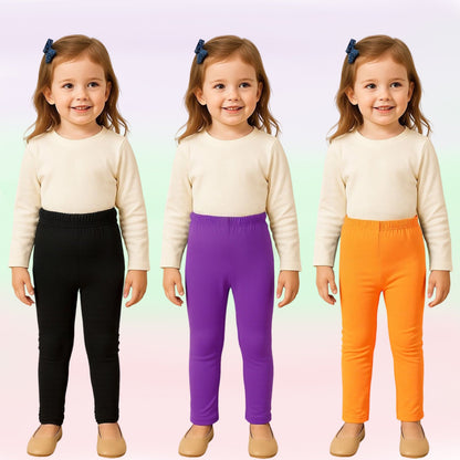 HILEELANG Toddler Kids' Fall & Winter Leggings Ages 1 - 14Y 95% Cotton + 5% Spandex Soft & Skin - Friendly Stretchy & Non - Binding Colors Purple Black Orange