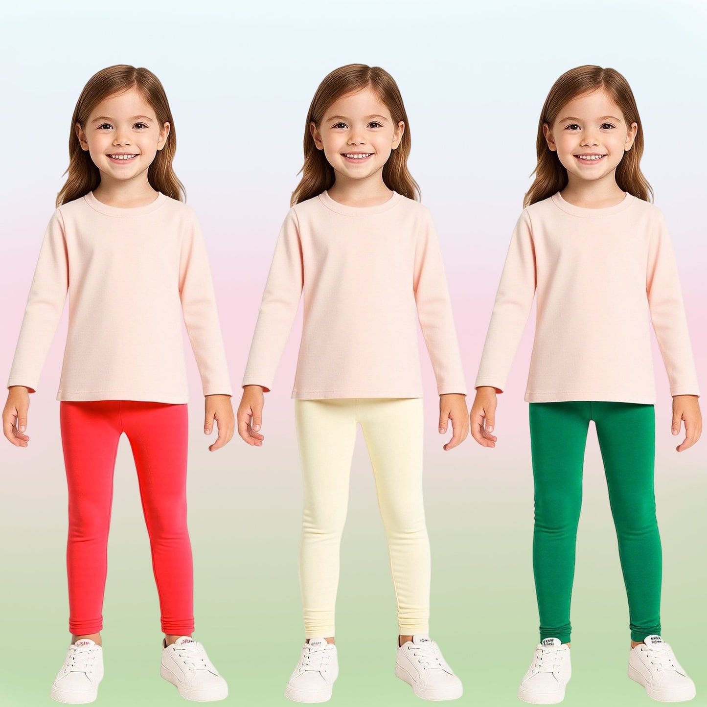 HILEELANG Toddler Kids' Fall & Winter Leggings Ages 1 - 2Y 95% Cotton + 5% Spandex Soft & Skin - Friendly Colors Beige Bright Red Dark Green