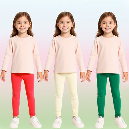 HILEELANG Toddler Kids' Fall & Winter Leggings Ages 1 - 2Y 95% Cotton + 5% Spandex Soft & Skin - Friendly Colors Beige Bright Red Dark Green