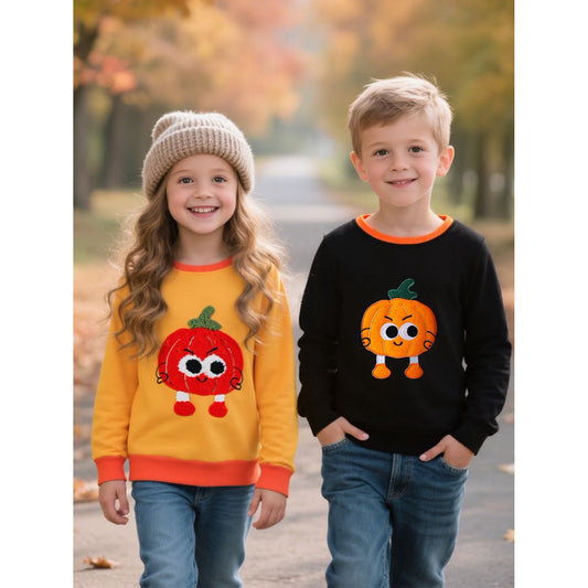 HILEELANG Toddler Boys Girls（12M-7T) OrangePumpkin Sweatshirt – Halloween & Thanksgiving Pullover Tops for Boys Girls, Cute Autumn Outfit