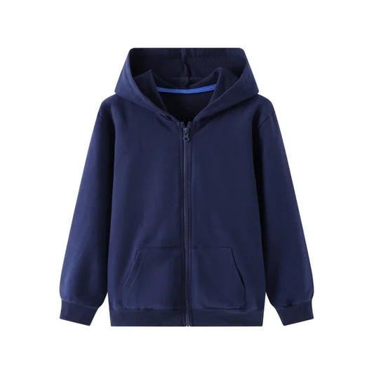 HILEELANG 4-12 Toddler/Little/Big Boys Girls Navy Solid Color Zip Up Hoodie