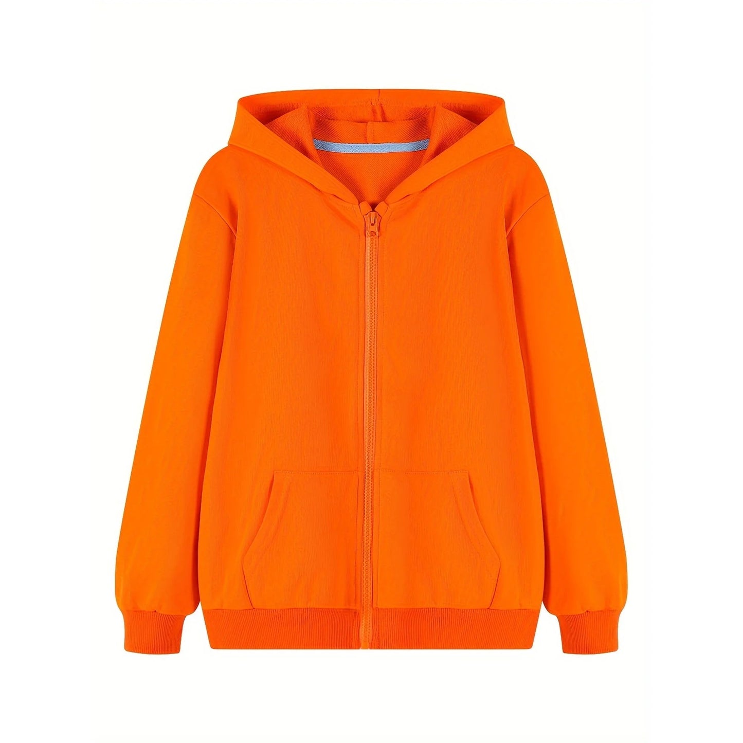 HILEELANG 4-12 Toddler/Little/Big Boys Girls Orange Solid Color Zip Up Hoodie