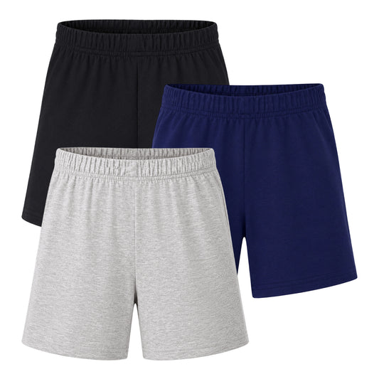 HILEELANG 3–13 Years Girls Biker Shorts 3 Pack Cotton Spandex Shorts for Girls Under Dress Soft Stretch Kids Black Navy Grey